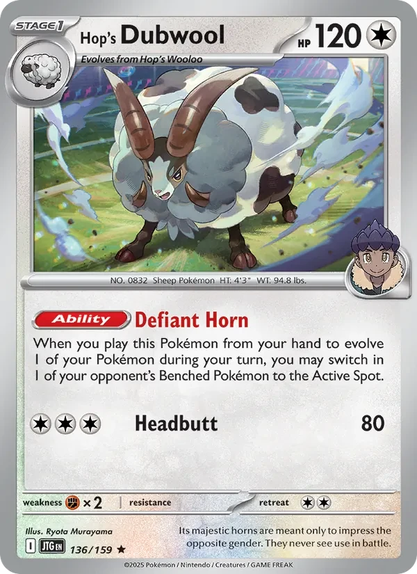 Hop's Dubwool 136/159 Journey Together Pokémon Karte