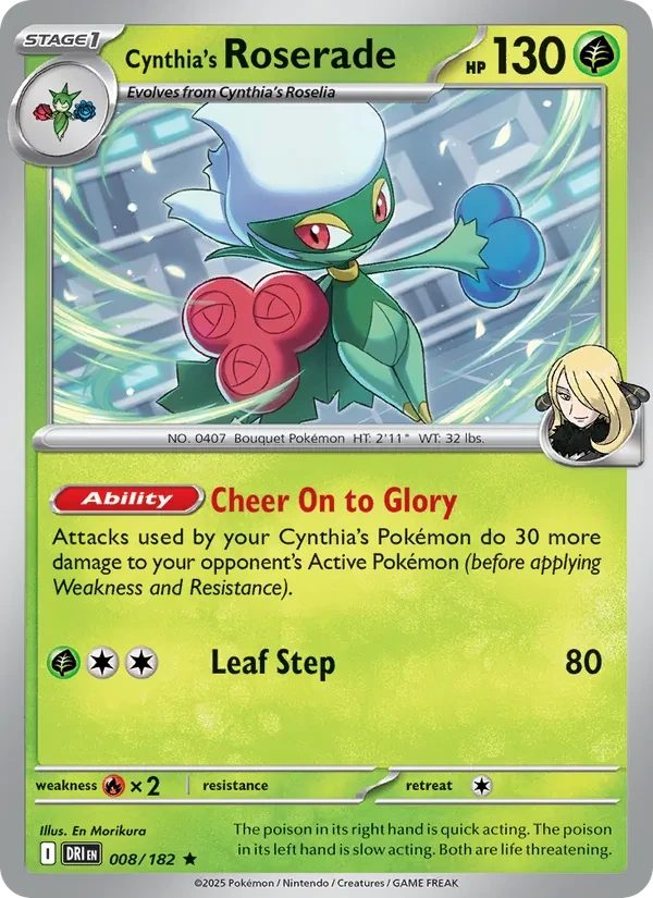 Cynthia's Roserade 008/182 Destined Rivals Pokémon card