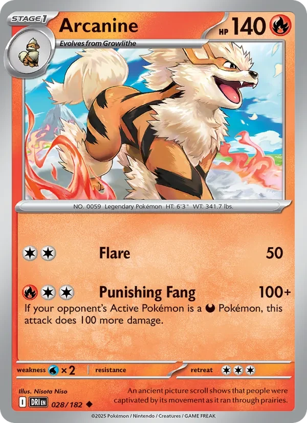 Arcanine 028/182 Destined Rivals Pokémon card