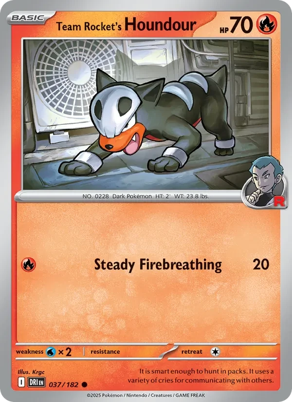 Team Rocket's Houndour 037/182 Destined Rivals Pokémon Karte