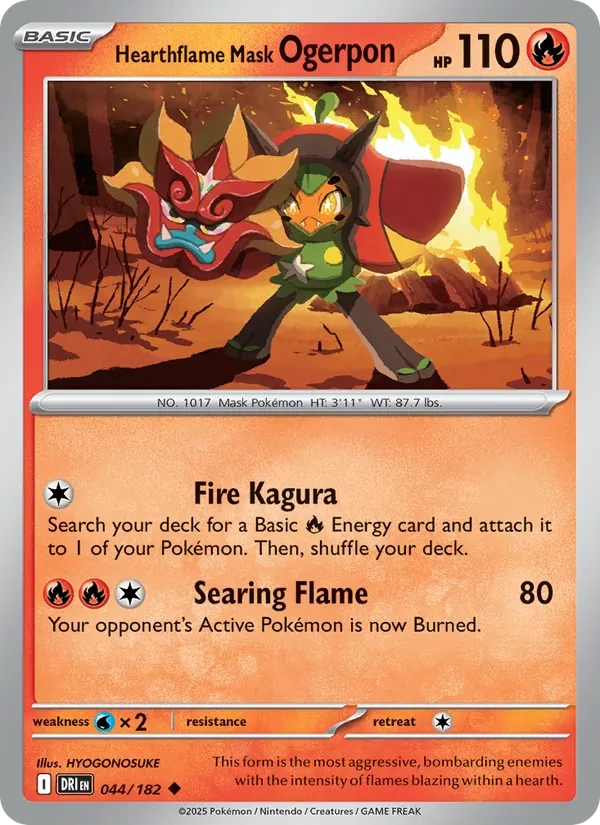 Hearthflame Mask Ogerpon 044/182 Destined Rivals Pokémon card