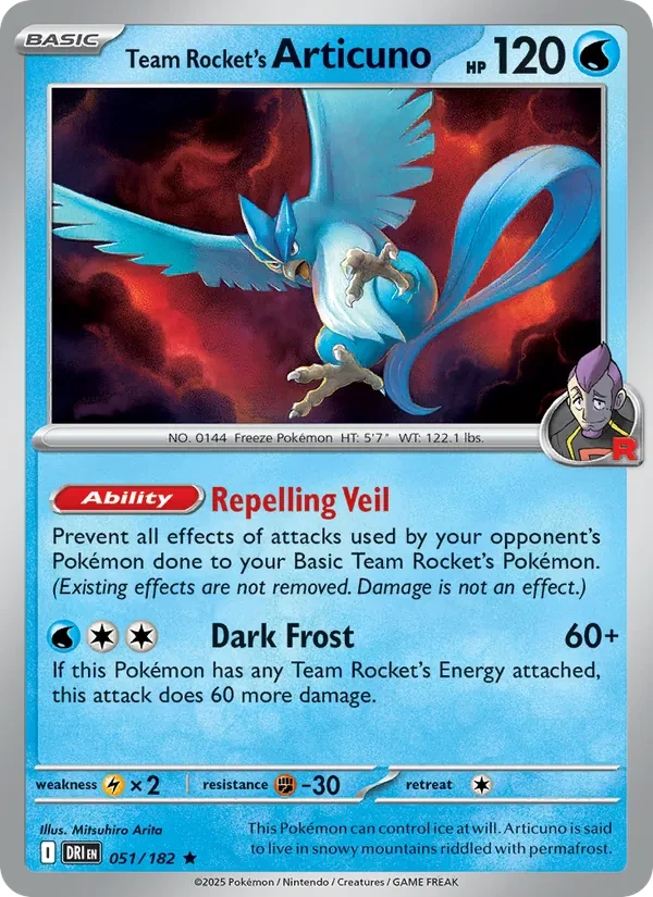 Team Rocket's Articuno 051/182 Destined Rivals Pokémon Karte