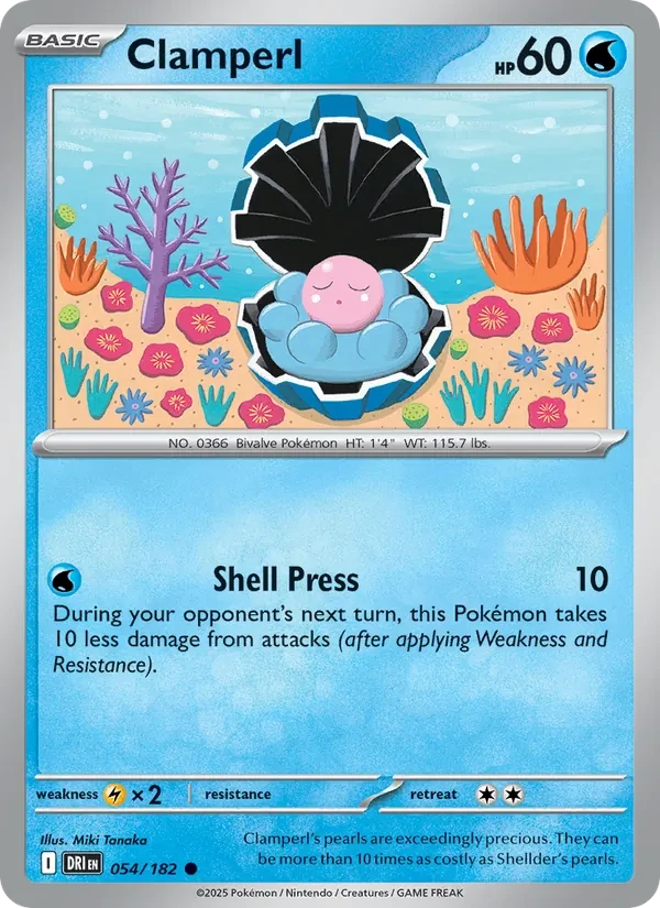 Clamperl 054/182 Destined Rivals Pokémon card