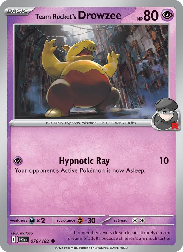 Team Rocket's Drowzee 079/182 Destined Rivals Pokémon card