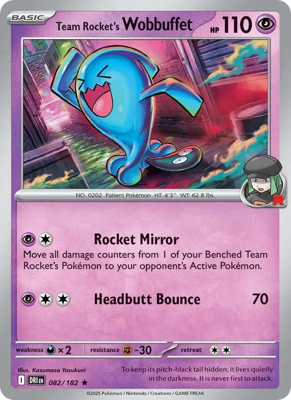 Team Rocket's Wobbuffet 082/182 Destined Rivals Pokémon card