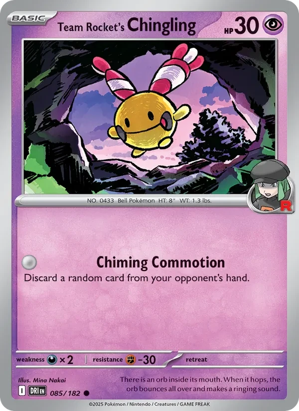 Team Rocket's Chingling 085/182 Destined Rivals Pokémon card
