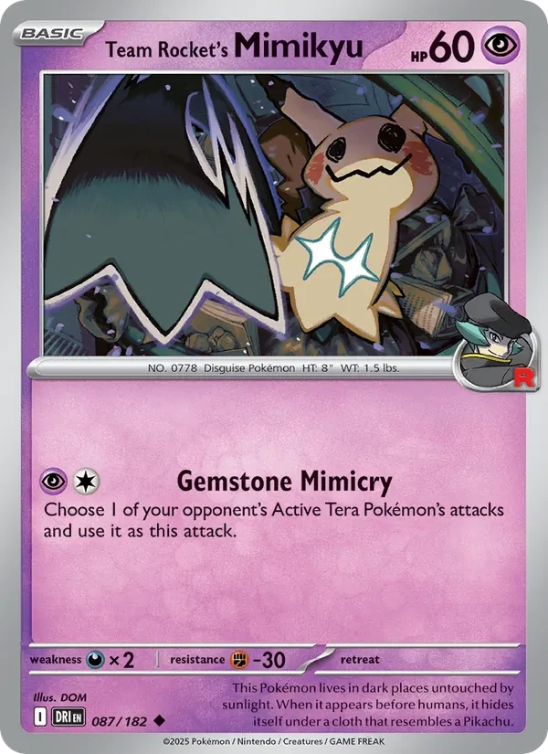 Team Rocket's Mimikyu 087/182 Destined Rivals Pokémon card