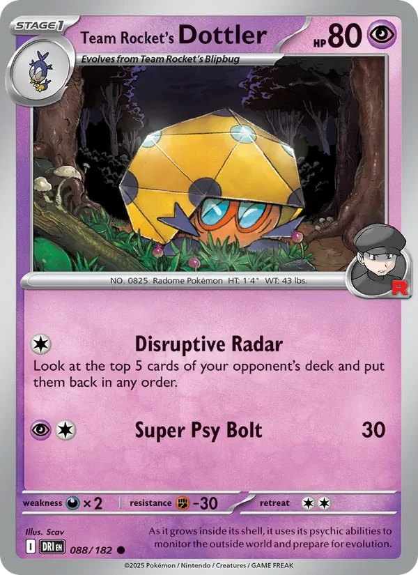 Team Rocket's Dottler 088/182 Destined Rivals Pokémon card