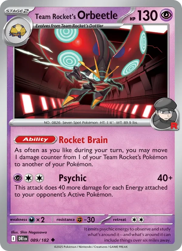 Team Rocket's Orbeetle 089/182 Destined Rivals Pokémon card