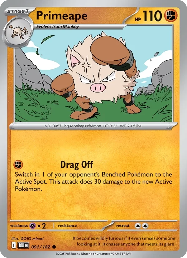 Primeape 091/182 Destined Rivals Pokémon card