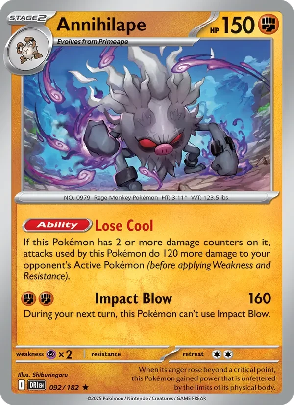 Annihilape 092/182 Destined Rivals Pokémon card