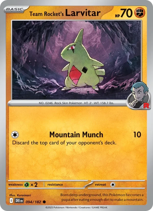 Team Rocket's Larvitar 094/182 Destined Rivals Pokémon Karte