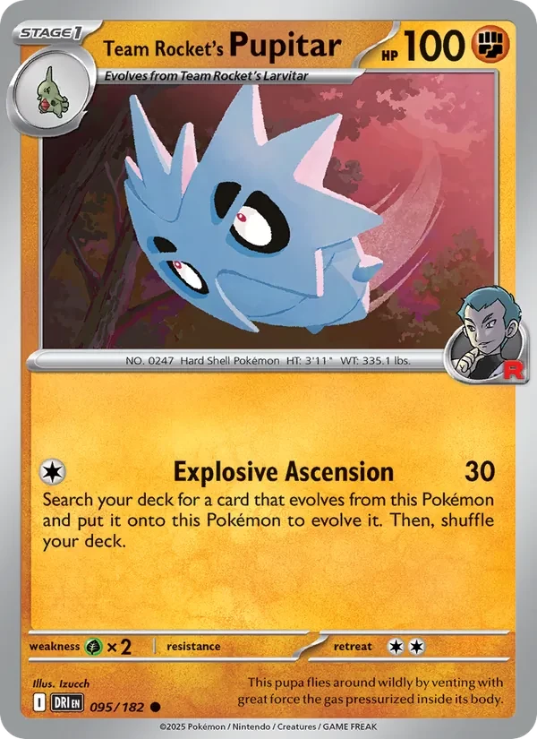 Team Rocket's Pupitar 095/182 Destined Rivals Pokémon card
