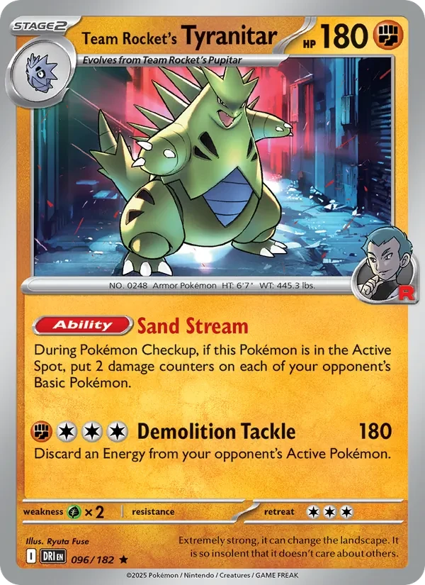 Team Rocket's Tyranitar 096/182 Destined Rivals Pokémon card