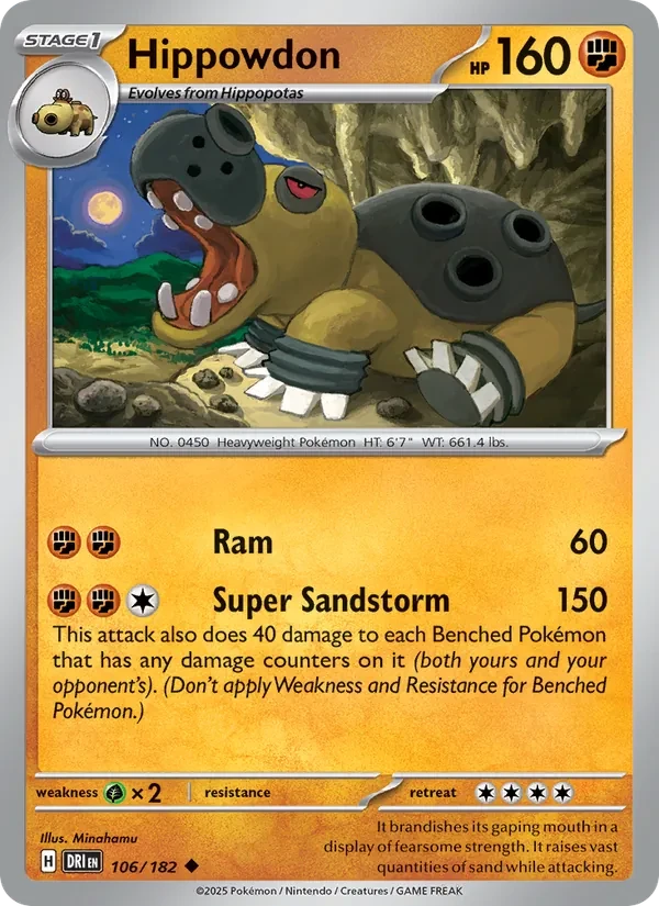 Hippowdon 106/182 Destined Rivals Pokémon card