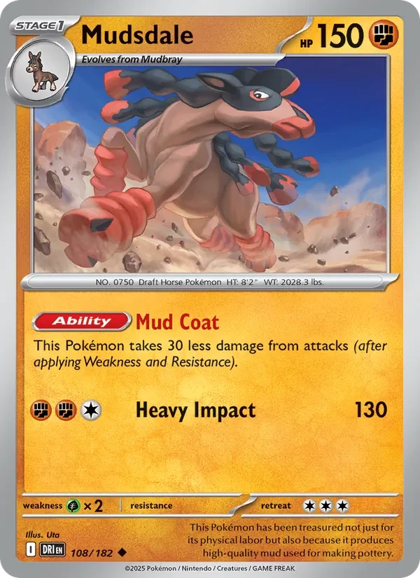 Mudsdale 108/182 Destined Rivals Pokémon Karte