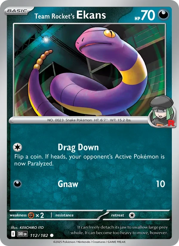 Team Rocket's Ekans 112/182 Destined Rivals Pokémon card