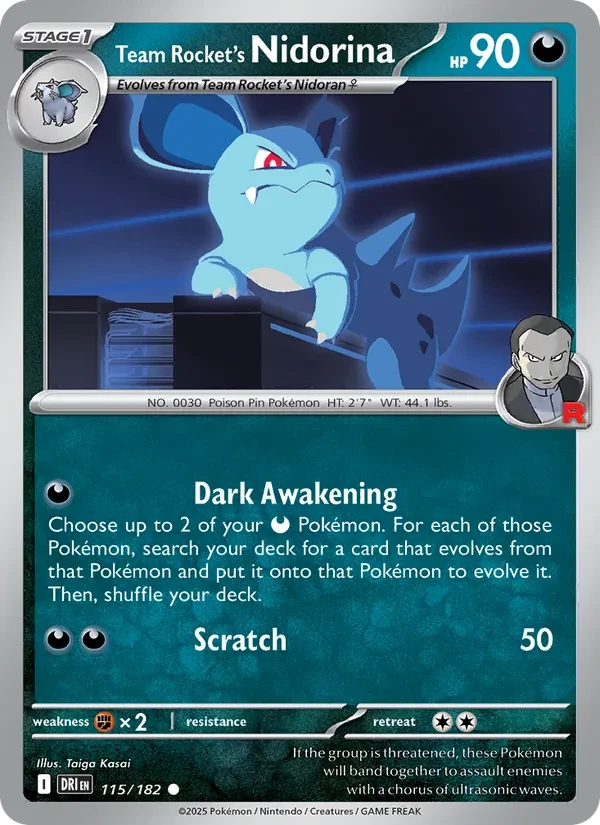 Team Rocket's Nidorina 115/182 Destined Rivals Pokémon card