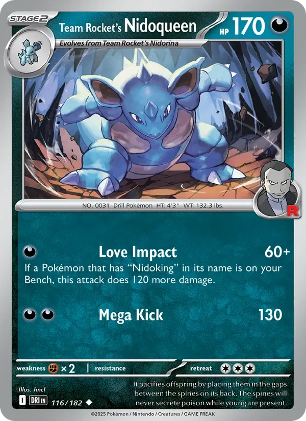 Team Rocket's Nidoqueen 116/182 Destined Rivals Pokémon card