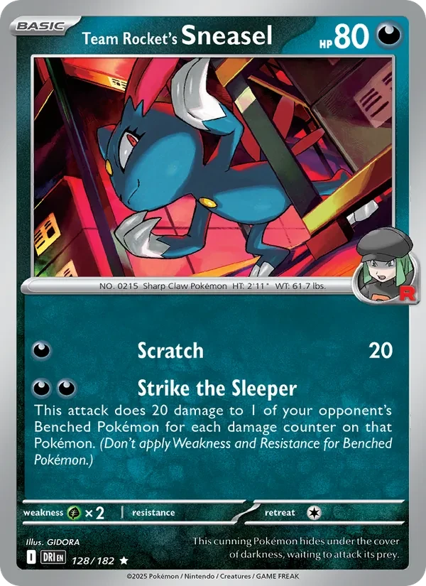 Team Rocket's Sneasel 128/182 Destined Rivals Pokémon Karte