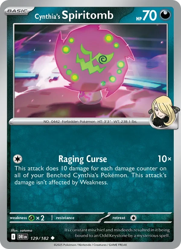 Carta Pokémon Cynthia's Spiritomb 129/182 Destined Rivals