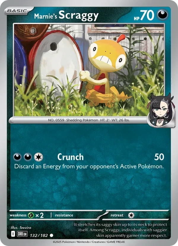 Marnie's Scraggy 132/182 Destined Rivals Pokémon Karte