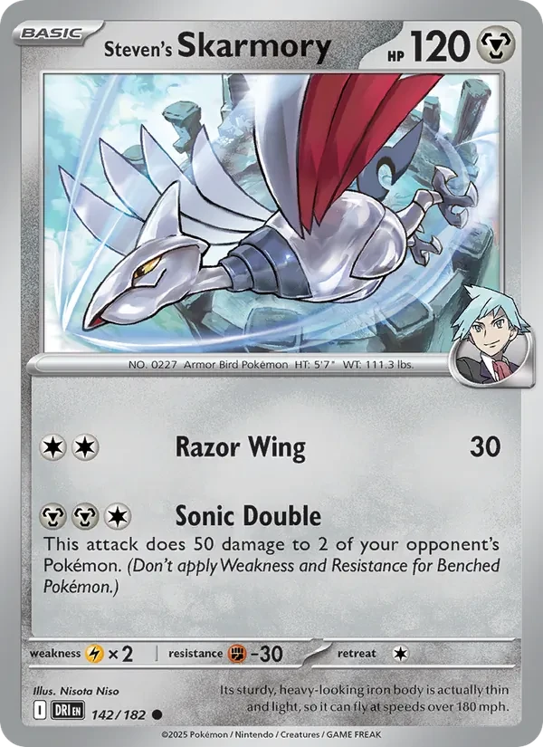 Steven's Skarmory 142/182 Destined Rivals Pokémon card