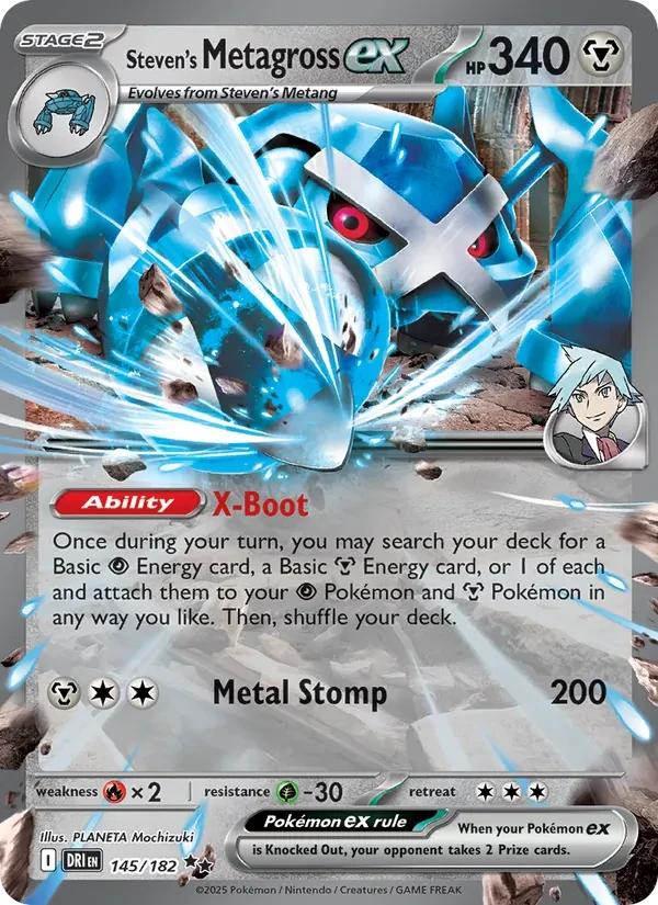 Carta Pokémon Steven's Metagross ex 145/182 Destined Rivals
