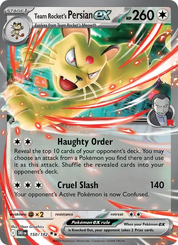 Team Rocket's Persian ex 150/182 Destined Rivals Pokémon card
