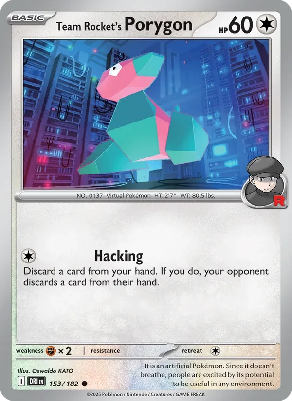 Team Rocket's Porygon 153/182 Destined Rivals Pokémon card