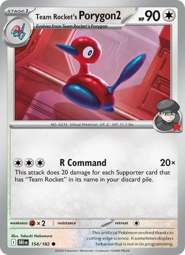 Team Rocket's Porygon2 154/182 Destined Rivals Pokémon card
