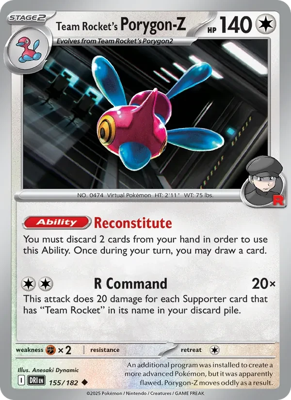 Team Rocket's Porygon-Z 155/182 Destined Rivals Pokémon card