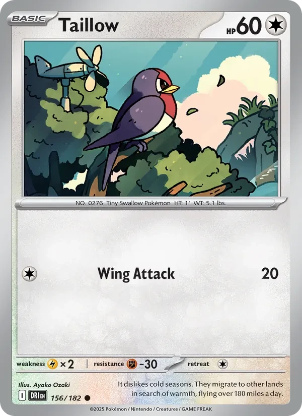 Taillow 156/182 Destined Rivals Pokémon card