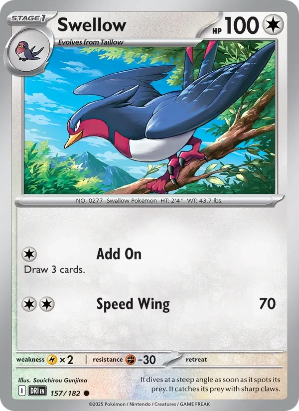 Swellow 157/182 Destined Rivals Pokémon card