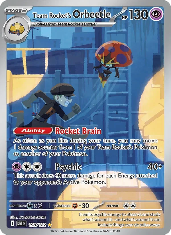 Team Rocket's Orbeetle 198/182 Destined Rivals Pokémon card