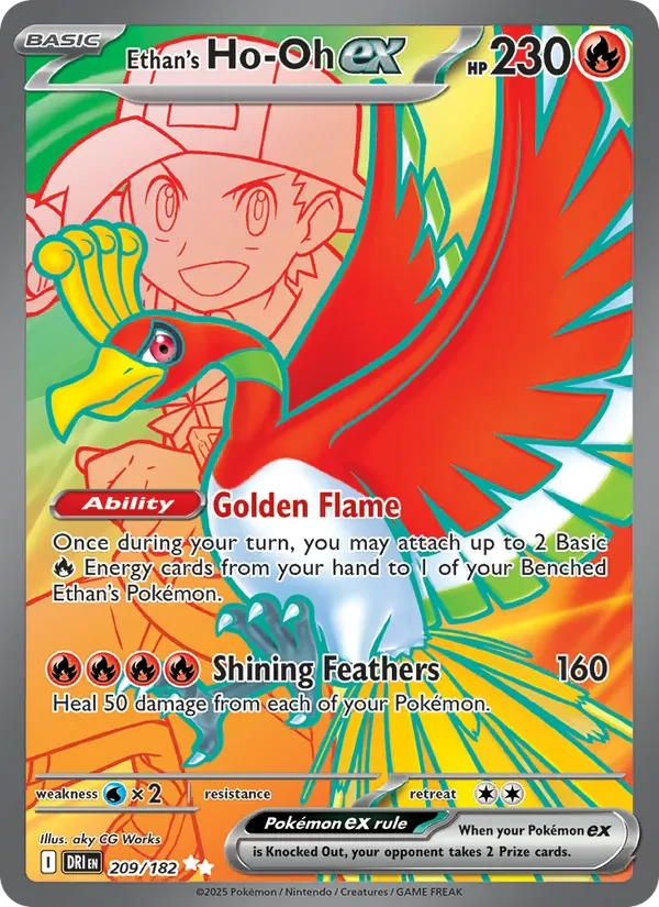 Ethan's Ho-Oh ex 209/182 Destined Rivals Pokémon Karte
