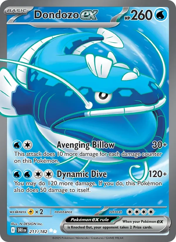 Dondozo ex 211/182 Destined Rivals Pokémon card