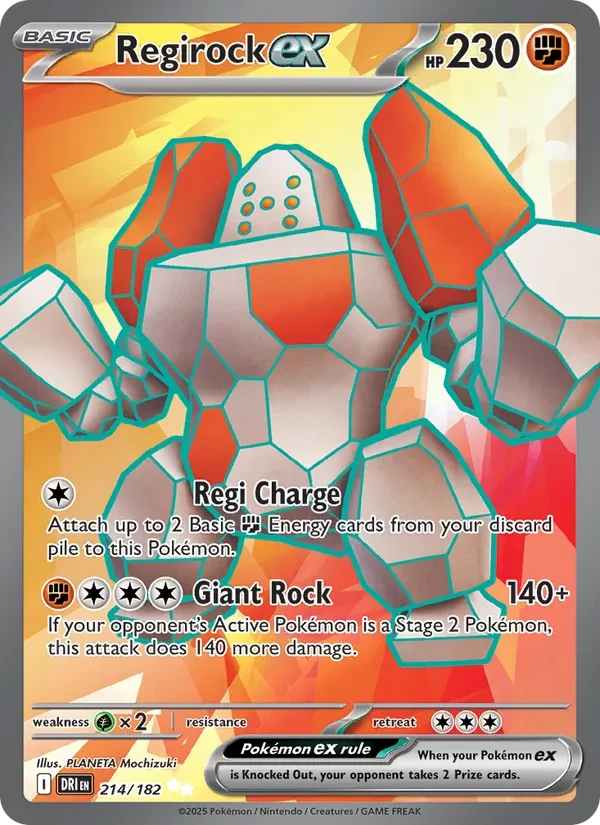 Regirock ex 214/182 Destined Rivals Pokémon card