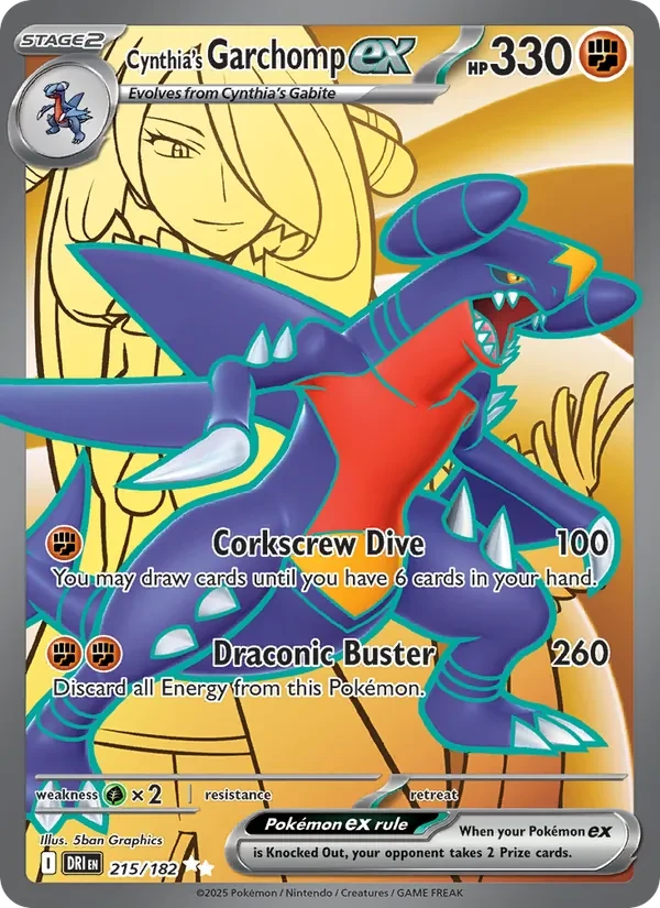 Cynthia's Garchomp ex 215/182 Destined Rivals Pokémon card