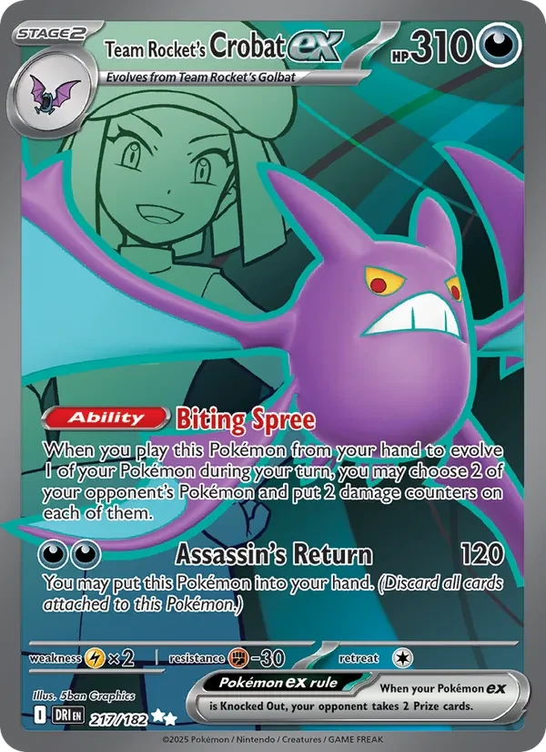 Team Rocket's Crobat ex 217/182 Destined Rivals Pokémon card