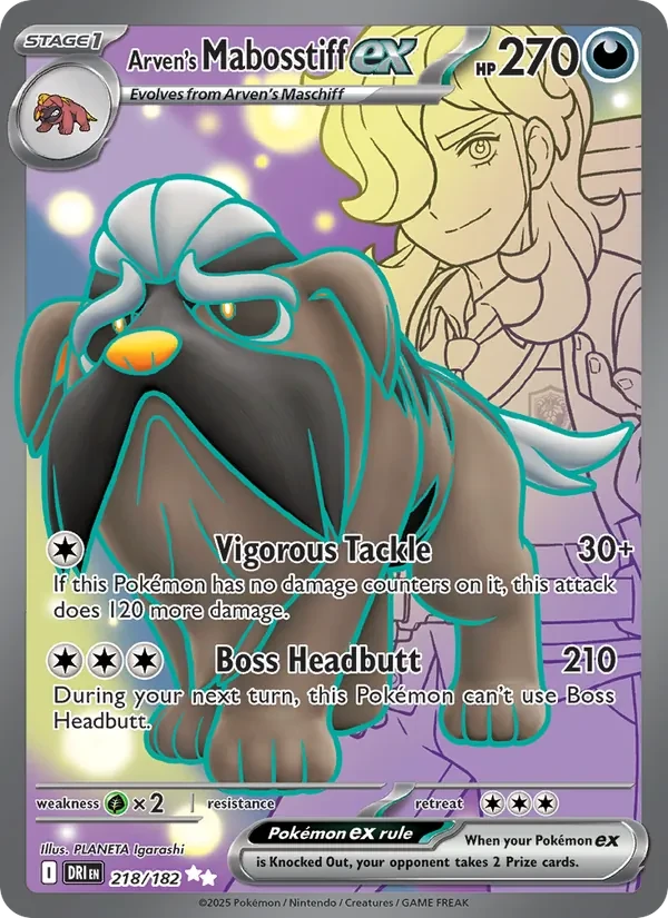 Arven's Mabosstiff ex 218/182 Destined Rivals Pokémon card