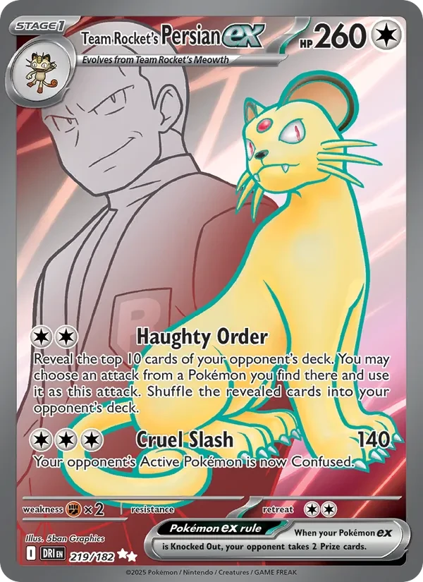 Team Rocket's Persian ex 219/182 Destined Rivals Pokémon card