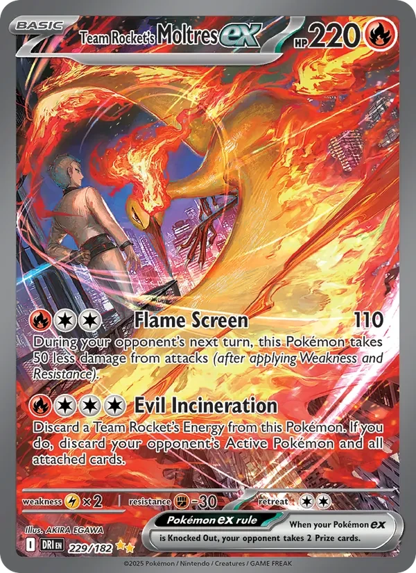Team Rocket's Moltres ex 229/182 Destined Rivals Pokémon card