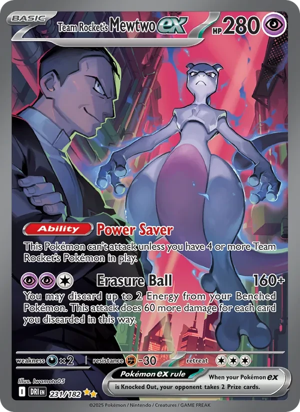 Team Rocket's Mewtwo ex 231/182 Destined Rivals Pokémon Karte