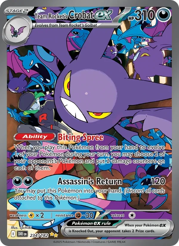 Team Rocket's Crobat ex 234/182 Destined Rivals Pokémon card