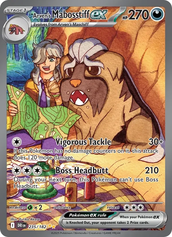 Carte Pokémon Arven's Mabosstiff ex 235/182 Destined Rivals