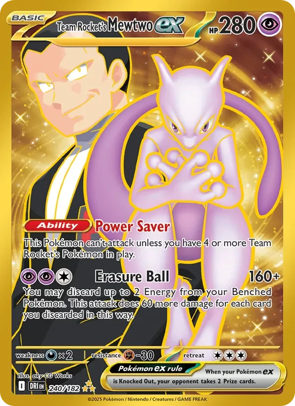 Team Rocket's Mewtwo ex 240/182 Destined Rivals Pokémon card