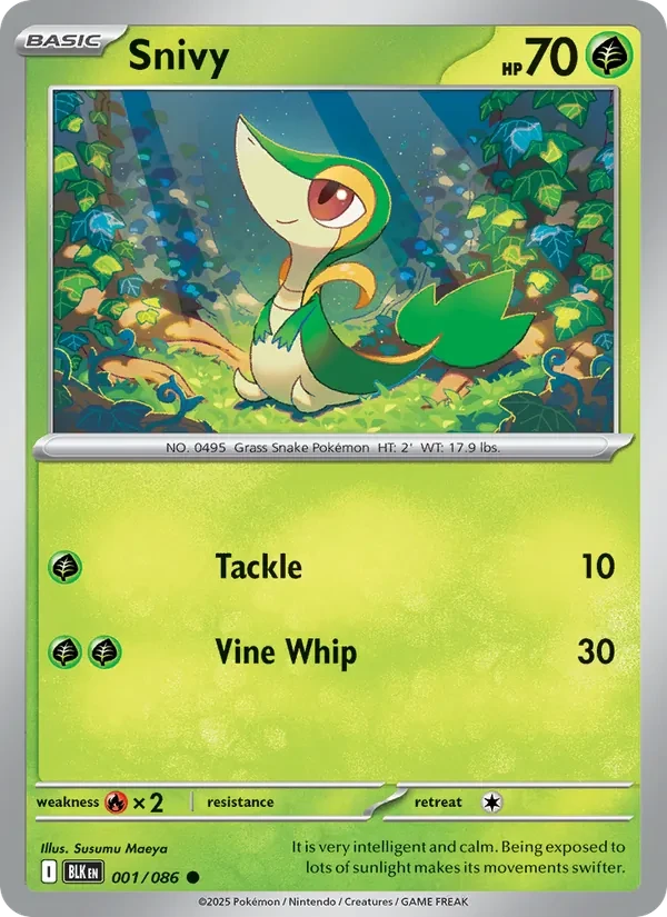 Snivy 001/86 Black Bolt Pokémon card