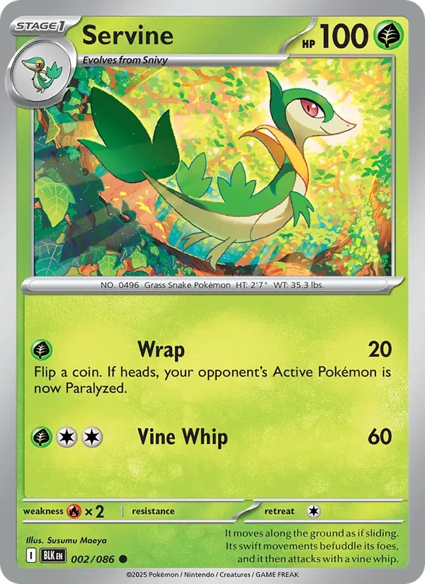 Servine 002/86 Black Bolt Pokémon card