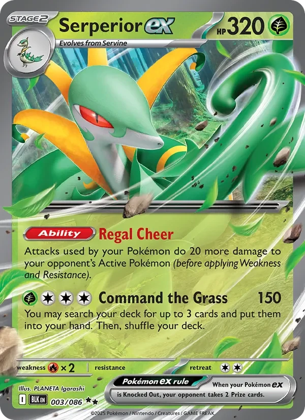 Serperior ex 003/86 Black Bolt Pokémon Karte
